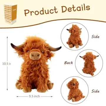 Cute Rivoeis Highland Cow Stuffed Animal Plush Toy