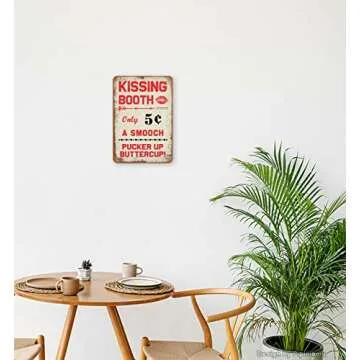 Kissing Booth Vintage Tin Sign - Fun Decor for Any Room