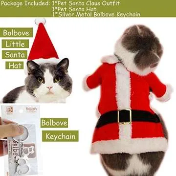 Bolbove Pet Christmas Santa Suit for Small Dogs Cats