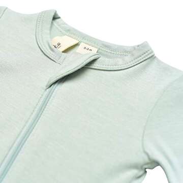 KYTE BABY Unisex Rayon Made From Bamboo Zippered Rompers (6-12 Months, Sage)
