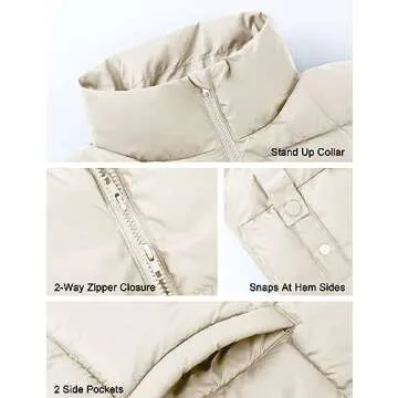 Lingswallow Womens Puffer Vest Oversized Puffer Jacket Coat Outerwear Sleeveless Stand Collar Vest for Women 2024 Trendy