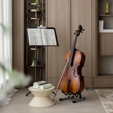 Cello Stand,A-Frame Folding Violin Support Stand,Cello Holder for 1/8-4/4 Cellos, Guitar Stand,Guitars for Acoustic, Electric Guitar,Bass,Guitar Holder Stand,Black