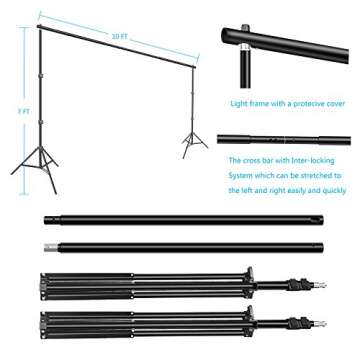 HYJ-INC Photography Umbrella Continuous Lighting Kit,Muslin Backdrop Kit(White Black), Backdrop Clip...