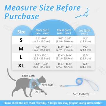 rabbitgoo Cat Harness and Leash Set for Walking Escape Proof, Adjustable Soft Kittens Vest with Refl...
