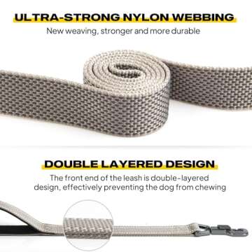 Fida 4 FT Heavy Duty Dog Leash with 2 Comfortable Padded Handles, Traffic Handle & Advanced Easy Snap Hook, Reflective Walking Lead for Large, Medium & Small Breed Dogs, Grey