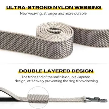 Fida 4 FT Heavy Duty Dog Leash with 2 Comfortable Padded Handles, Traffic Handle & Advanced Easy Snap Hook, Reflective Walking Lead for Large, Medium & Small Breed Dogs, Grey