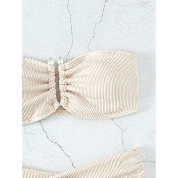 WDIRARA Women's Stylish 2 Piece Strapless Bikini Set