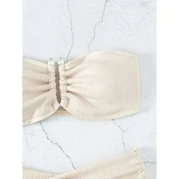 WDIRARA Women's Stylish 2 Piece Strapless Bikini Set