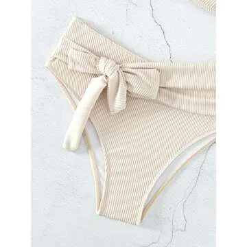 WDIRARA Women's Stylish 2 Piece Strapless Bikini Set