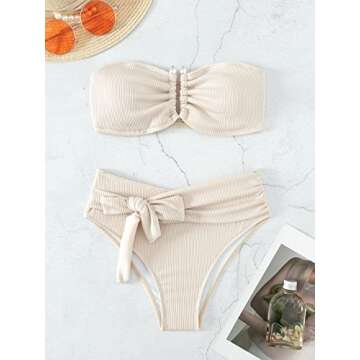 WDIRARA Women's Stylish 2 Piece Strapless Bikini Set