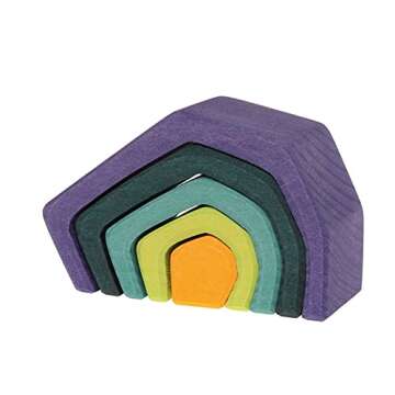 Grimm's Small Stone Caves Nesting Wooden Blocks Stacker, "Elements" of Nature: EARTH