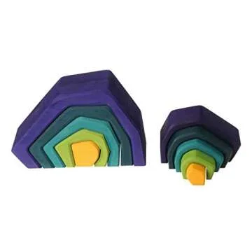 Grimm's Small Stone Caves Nesting Wooden Blocks Stacker, "Elements" of Nature: EARTH