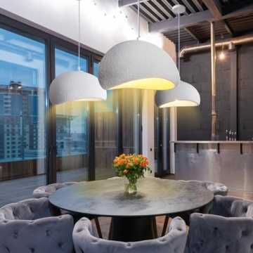 Jughtbo 19.7 Inch Large Modern White Wabi Sabi Pendant Light Fixture for Kitchen Island Dining Room ...