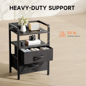 Modern LED Nightstand with Charging Station for Bedrooms