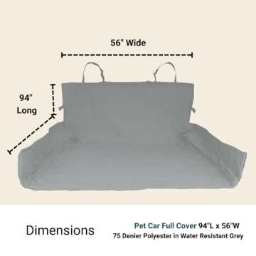 Formosa Covers Deluxe Quilted and Padded Dog Car Back Seat Cover with Non-Slip Back Best for Car Truck and SUV - Travel with Your Pet Mess Free - Universal Fit 56"x94", Grey