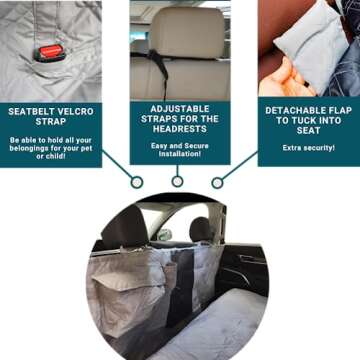 Formosa Covers Deluxe Quilted and Padded Dog Car Back Seat Cover with Non-Slip Back Best for Car Truck and SUV - Travel with Your Pet Mess Free - Universal Fit 56"x94", Grey