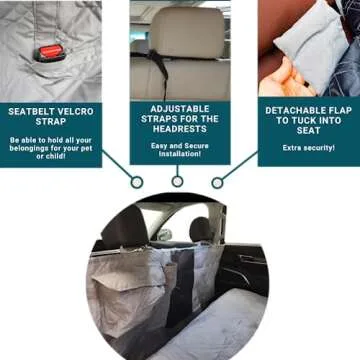 Formosa Covers Deluxe Quilted and Padded Dog Car Back Seat Cover with Non-Slip Back Best for Car Truck and SUV - Travel with Your Pet Mess Free - Universal Fit 56"x94", Grey