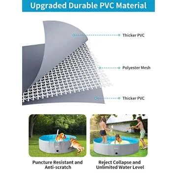 Toozey High Durability Dog Pool Foldable Hard Plastic Swimming Pool Collapsible Dog Bath Tub Outside Kiddle Pool Portable Pool for Puppy Small Medium Large Dogs and Kids, 47" x 12"
