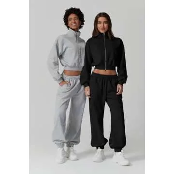 QINSEN Sweatsuit for Women Standard Collar Hoodies Baggy Joggers 2 Piece Tracksuit Fleece Matching Sets Black S