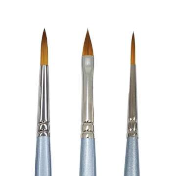 Trekell MIDZ Detail Brush Set - Synthetic Artist Brushes for Oil, Acrylic and Watercolor