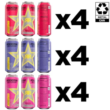 Rockstar Recovery Energy Drink Variety Pack - 12 Cans