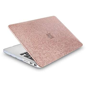 KECC Compatible with MacBook Air 13 inch Case (2010-2017 Release) A1369/A1466 Protective Plastic Hard Shell (Rose Gold Sparkling)