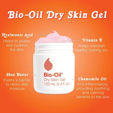 Bio-Oil Dry Skin Gel, Face and Body Moisturizer, Fast Absorbing Hydration, with Soothing Emollients and Vitamin B3, Non-Comedogenic, 6.7 Oz