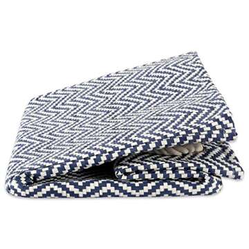 DII Chevron Woven Paper Storage Organizer Bin Laundry Hamper, Organize Clothing, Toys, Pet Supplies, Accessories, Kids & Baby Nursery Basket, Small Round, Nautical Blue