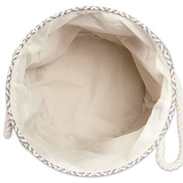 DII Chevron Woven Paper Storage Organizer Bin Laundry Hamper, Organize Clothing, Toys, Pet Supplies, Accessories, Kids & Baby Nursery Basket, Small Round, Nautical Blue