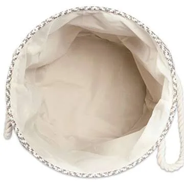 DII Chevron Woven Paper Storage Organizer Bin Laundry Hamper, Organize Clothing, Toys, Pet Supplies, Accessories, Kids & Baby Nursery Basket, Small Round, Nautical Blue