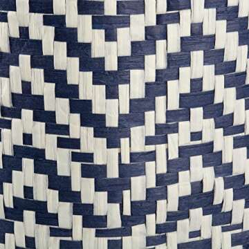 DII Chevron Woven Paper Storage Organizer Bin Laundry Hamper, Organize Clothing, Toys, Pet Supplies, Accessories, Kids & Baby Nursery Basket, Small Round, Nautical Blue