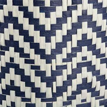 DII Chevron Woven Paper Storage Organizer Bin Laundry Hamper, Organize Clothing, Toys, Pet Supplies, Accessories, Kids & Baby Nursery Basket, Small Round, Nautical Blue
