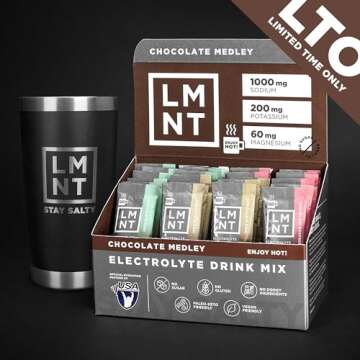 Drink LMNT LMNT Hot Chocolate & Coffee Mixer - Medley (Mint,Chai,and Raspberry) Salt Electrolytes | Hydration Powder Packets No Sugar or Artificial Ingredients Keto Paleo Friendly 30 Sticks