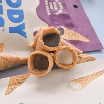 Muddy Bites Waffle Cone Snacks Bite Sized Filled Cone Bites for Snack or Dessert, Milk, Dark & White Chocolate, Made with Cane Sugar, Kosher, Fair Trade Certified (Variety Pack, 6 Bags)