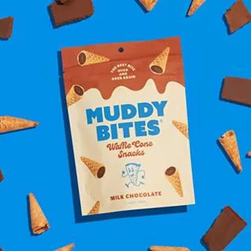 Muddy Bites Waffle Cone Snacks Bite Sized Filled Cone Bites for Snack or Dessert, Milk, Dark & White Chocolate, Made with Cane Sugar, Kosher, Fair Trade Certified (Variety Pack, 6 Bags)