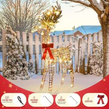 NOWSTO 4FT Rattan Christmas Reindeer for Outdoor Decor
