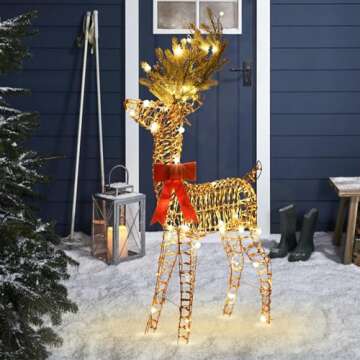 NOWSTO 4FT Rattan Christmas Reindeer for Outdoor Decor