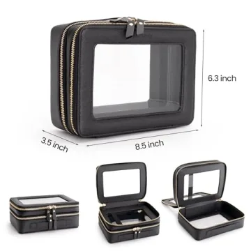Aveniee Double Layer Clear Makeup Bag for Quick Access