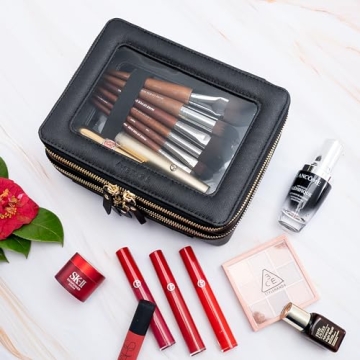 Aveniee Double Layer Clear Makeup Bag for Quick Access