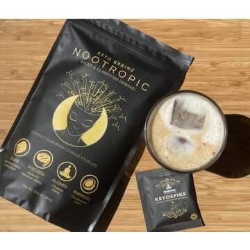 Keto Brainz C8MCT Based Nootropic - with 500mg Lion's Mane Mushroom, AlphaGPC & L-Theanine This is The Ultimate Easy to use nootropic Stack & Makes Delicious Mushroom Coffee! 16oz. 30 Servings