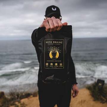 Keto Brainz C8MCT Based Nootropic - with 500mg Lion's Mane Mushroom, AlphaGPC & L-Theanine This is The Ultimate Easy to use nootropic Stack & Makes Delicious Mushroom Coffee! 16oz. 30 Servings