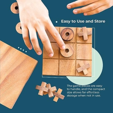 BSIRI Wooden Tic Tac Toe Game - Brain Teaser Puzzles for Adults and Unique Gifts for Kids, Coffee Table Decor Living Room Decor Modern Wood Decor, Classic Board Games for Family (5.5 Inch)