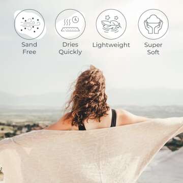 Mebien touche de la nature Premium Turkish Beach Towel (35”x67”) Suitable for Adults and Kids 100% Natural Cotton Quick Dry and Sand Free Turkish Towel Beach Blanket– Beige Fish Color