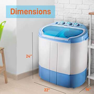 Pyle Portable 2-in-1 Washing Machine&Spin-Dryer-Convenient Top-Loading Easy Access,Energy&Water Effi...