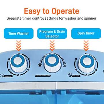 Pyle Portable 2-in-1 Washing Machine&Spin-Dryer-Convenient Top-Loading Easy Access,Energy&Water Efficient Design,Ideal for Smaller Loads-No Special Parts or Plumbing Required-2 FT Drainage Hose