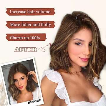 Cisyia 4PCS Hair Toppers for Women Clip in Hair Topper Synthetic Hair Extension Invisible Thick Hairpieces for Women with Thinning Hair Adding Hair Volume Daily Use(Brown mix Natural Blonde)