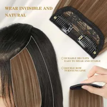 Cisyia 4PCS Hair Toppers for Women Clip in Hair Topper Synthetic Hair Extension Invisible Thick Hairpieces for Women with Thinning Hair Adding Hair Volume Daily Use(Brown mix Natural Blonde)