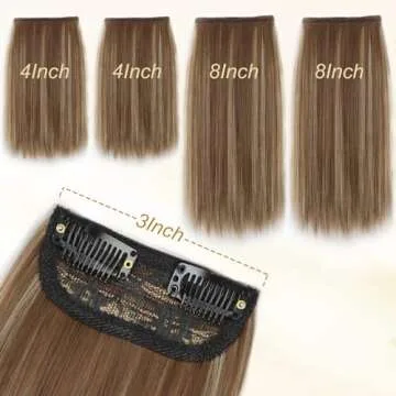 Cisyia 4PCS Hair Toppers for Women Clip in Hair Topper Synthetic Hair Extension Invisible Thick Hairpieces for Women with Thinning Hair Adding Hair Volume Daily Use(Brown mix Natural Blonde)