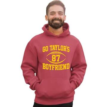 Large Vintage Heather Red Mens Go Taylor's Boyfriend Funny Football Sweatshirt Hoodie