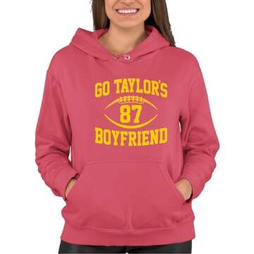 Large Vintage Heather Red Mens Go Taylor's Boyfriend Funny Football Sweatshirt Hoodie